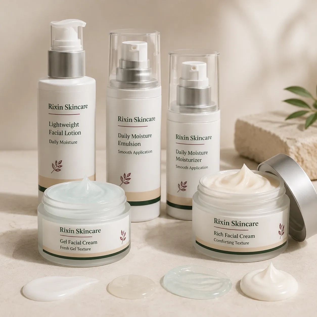 Lotion, emulsion, gel cream, airless moisturizer, and rich cream formats