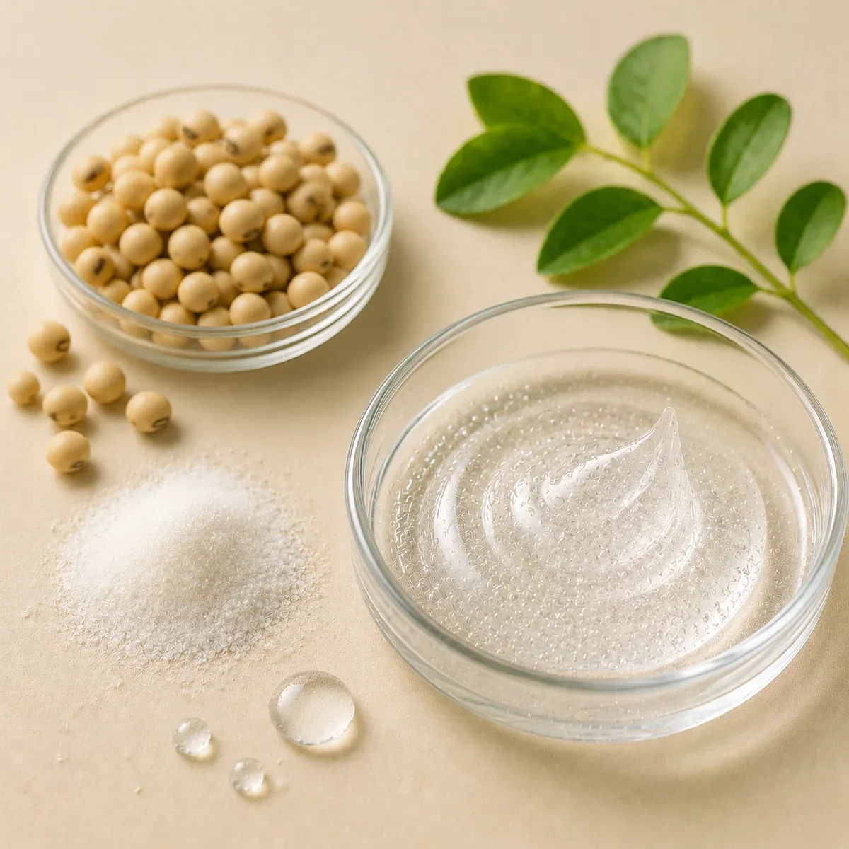 Vitamin B3 source association with lightweight serum texture representing niacinamide ingredient identity
